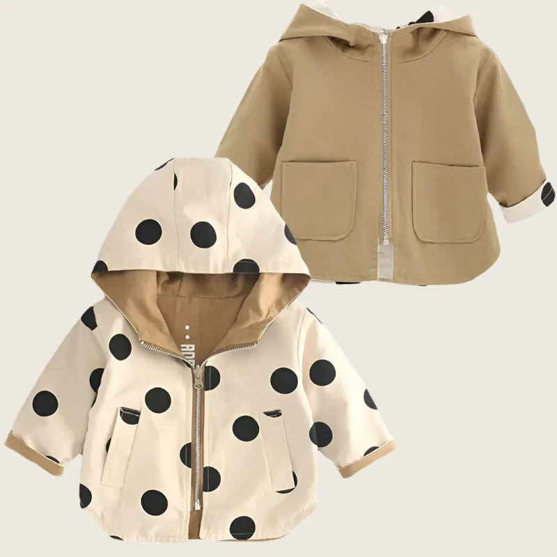 Double-Sided Polka Dot Trench Coat