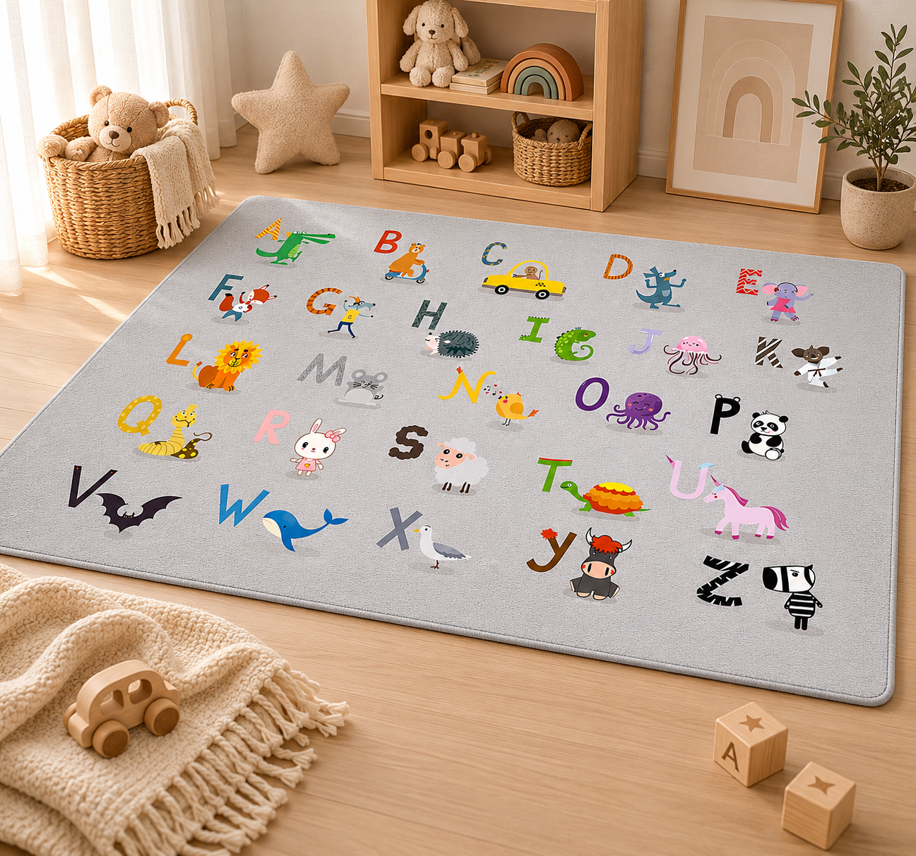 Alphabet Cartoon Themed Carpet