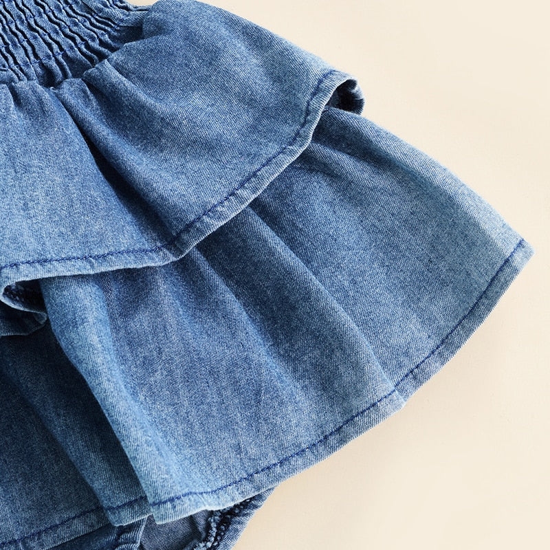 Denim Ruffle Romper