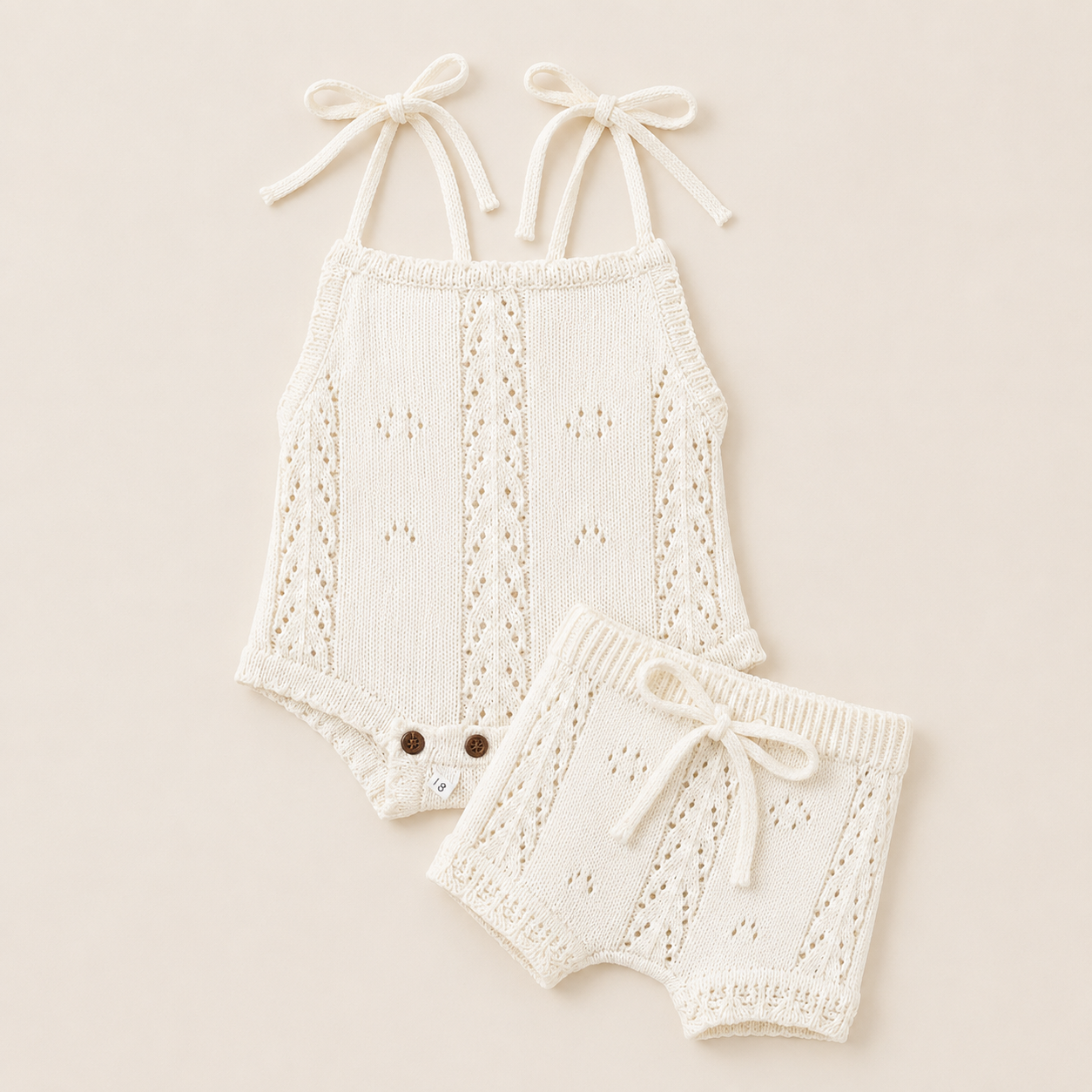 Dainty Knitted Romper and Shorts Set