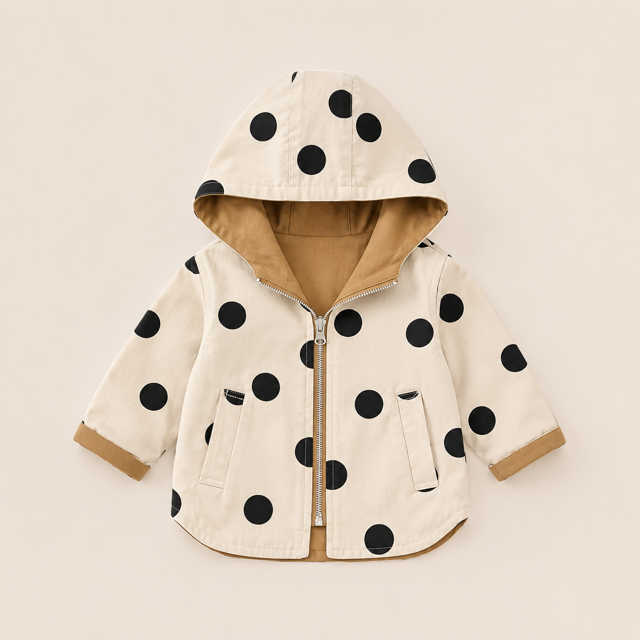 Double-Sided Polka Dot Trench Coat