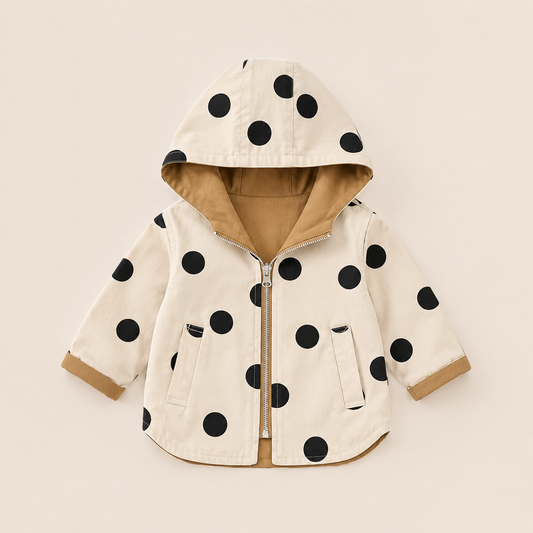 Double-Sided Polka Dot Trench Coat