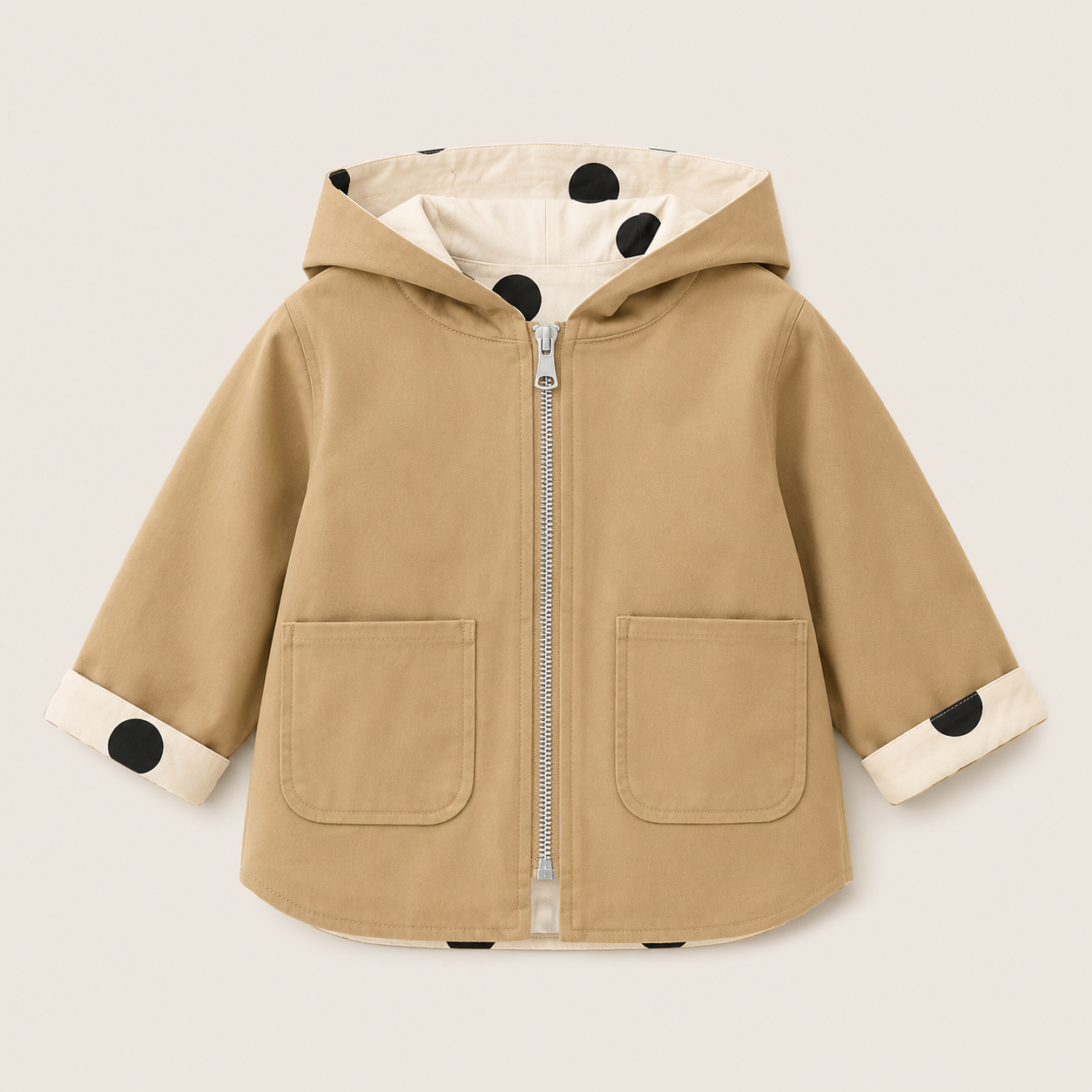Double-Sided Polka Dot Trench Coat