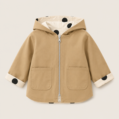 Double-Sided Polka Dot Trench Coat