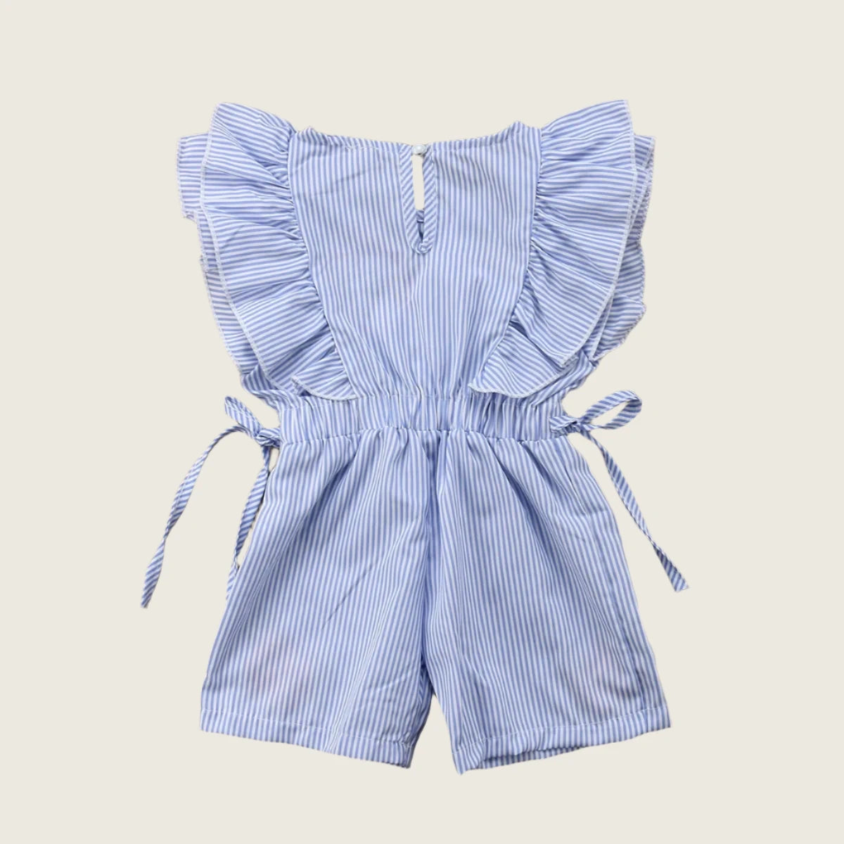 Flower Stripe Ruffle Romper