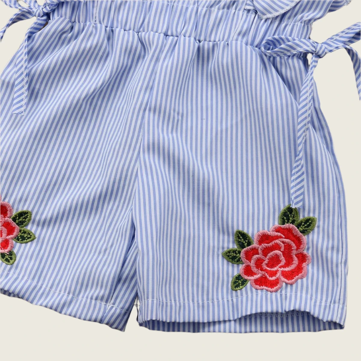 Flower Stripe Ruffle Romper