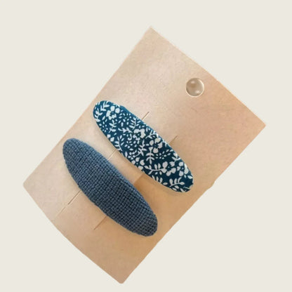 Denim Embroidered Hair Clips