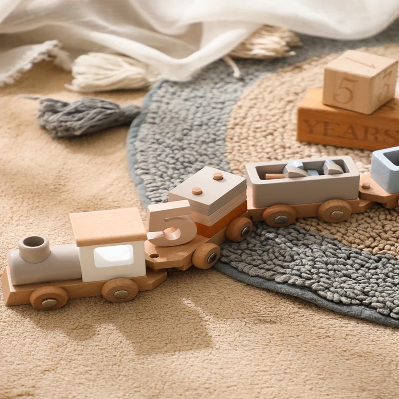 Wooden Steam Train Set