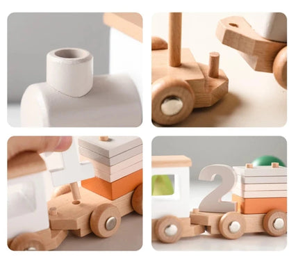 Wooden Steam Train Set