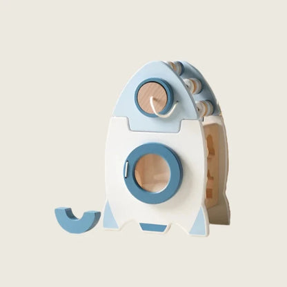 Blue Wooden Rocket Stacker