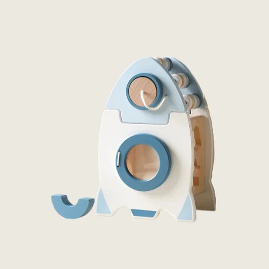 Blue Wooden Rocket Stacker