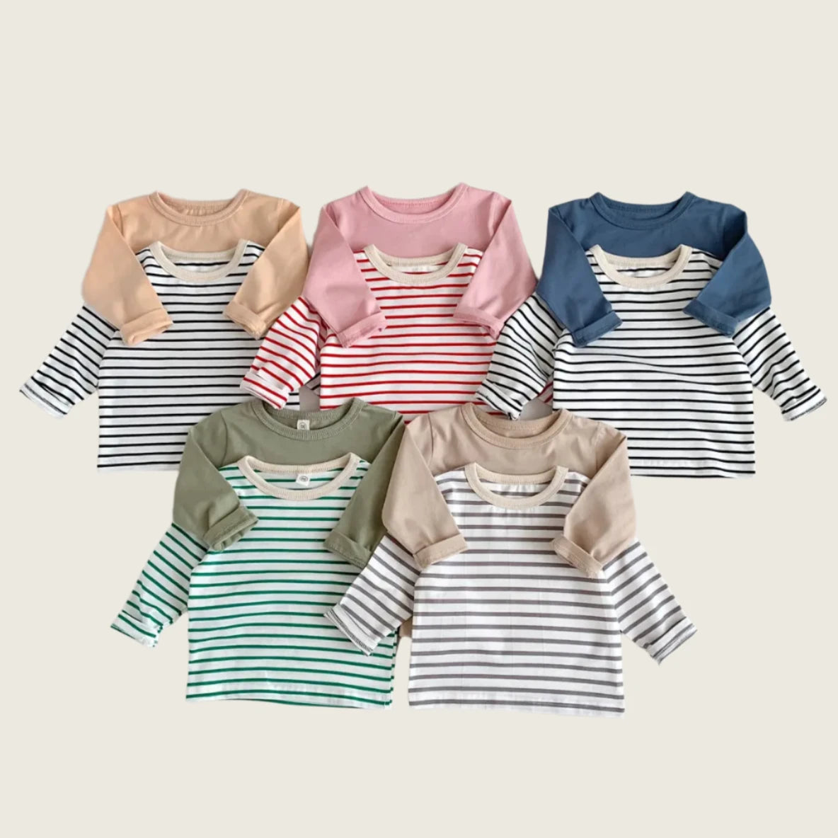 Striped or Solid Long Sleeve T-Shirt