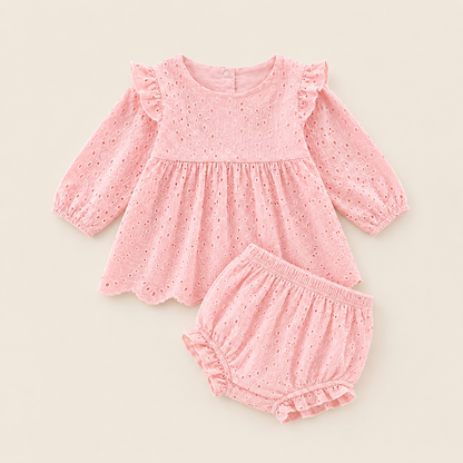 Princess Lace Ruffled Dress and Bloomer Set