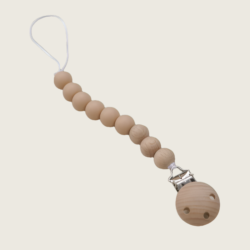 Silicone and Beachwood Pacifier Clip