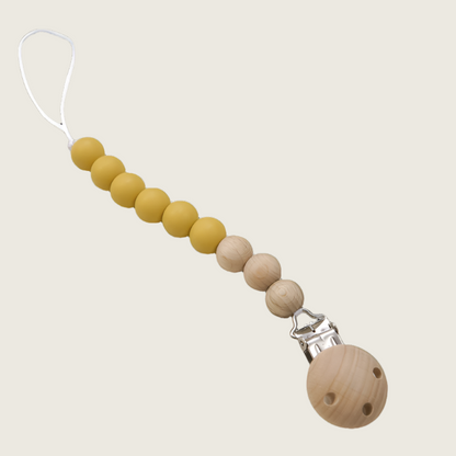 Silicone and Beachwood Pacifier Clip