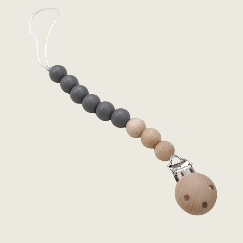 Silicone and Beachwood Pacifier Clip