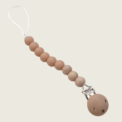 Silicone and Beachwood Pacifier Clip