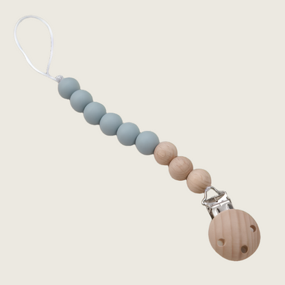 Silicone and Beachwood Pacifier Clip
