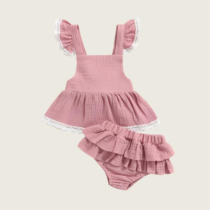 Sophia Lace Sleeve Dress and Tutu Shorts Set