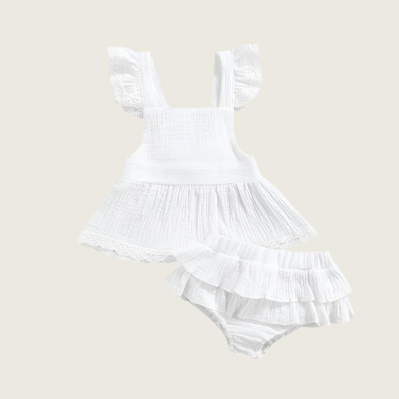 Sophia Lace Sleeve Dress and Tutu Shorts Set