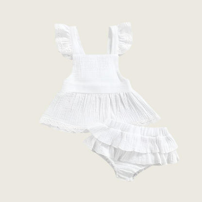 Sophia Lace Sleeve Dress and Tutu Shorts Set