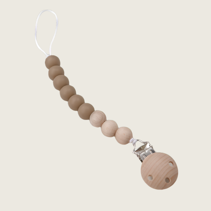 Silicone and Beachwood Pacifier Clip