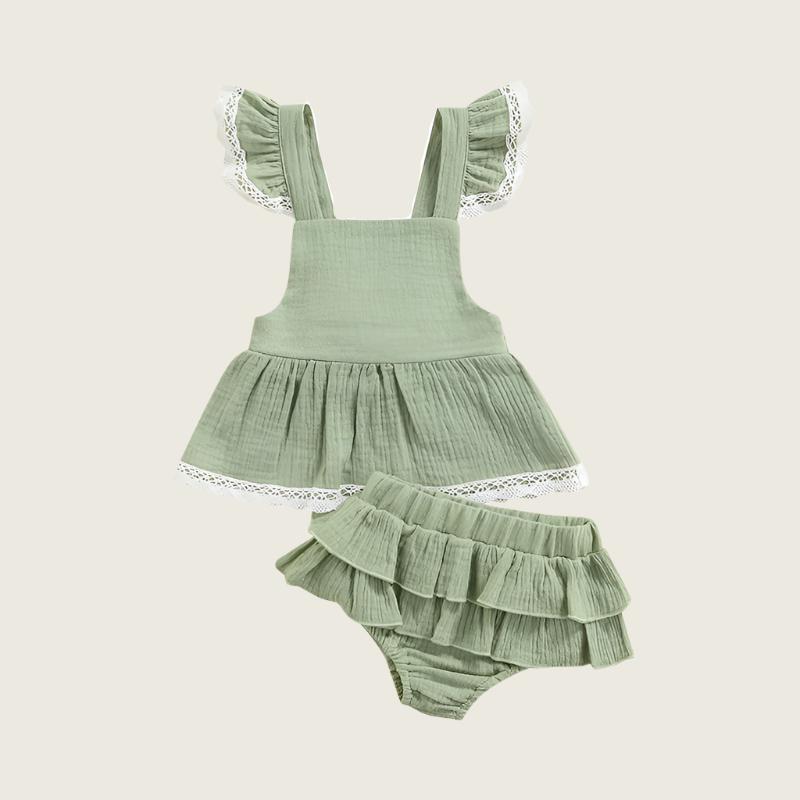 Sophia Lace Sleeve Dress and Tutu Shorts Set