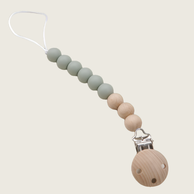 Silicone and Beachwood Pacifier Clip