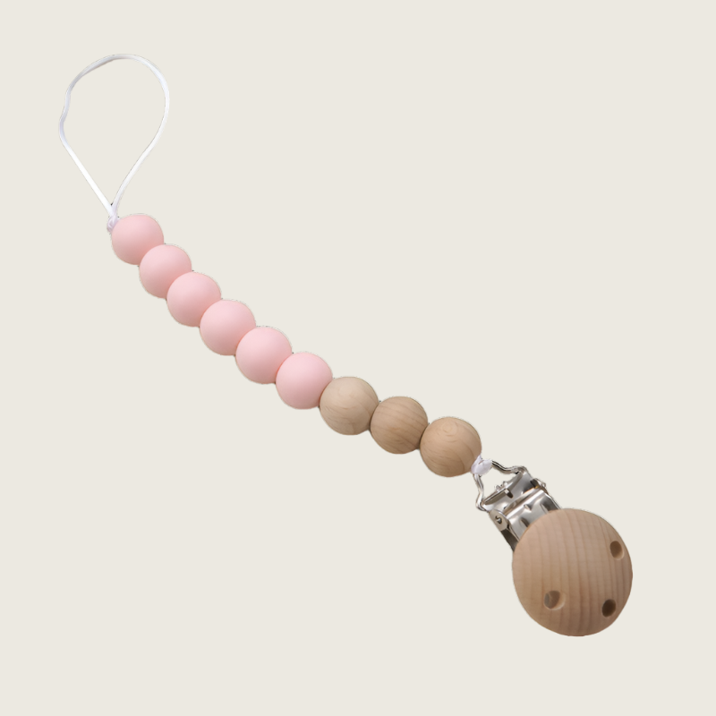 Silicone and Beachwood Pacifier Clip