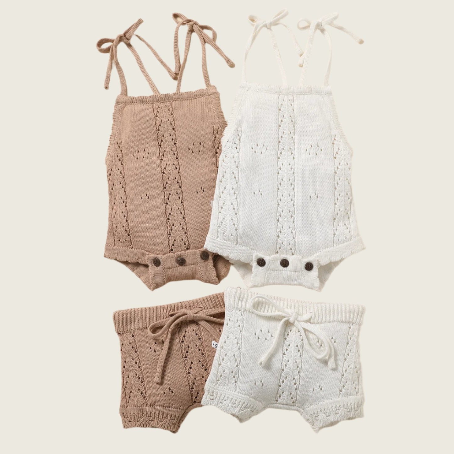 Dainty Knitted Romper and Shorts Set
