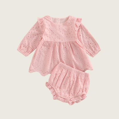 Princess Lace Ruffled Dress and Bloomer Set