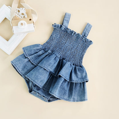 Denim Ruffle Romper