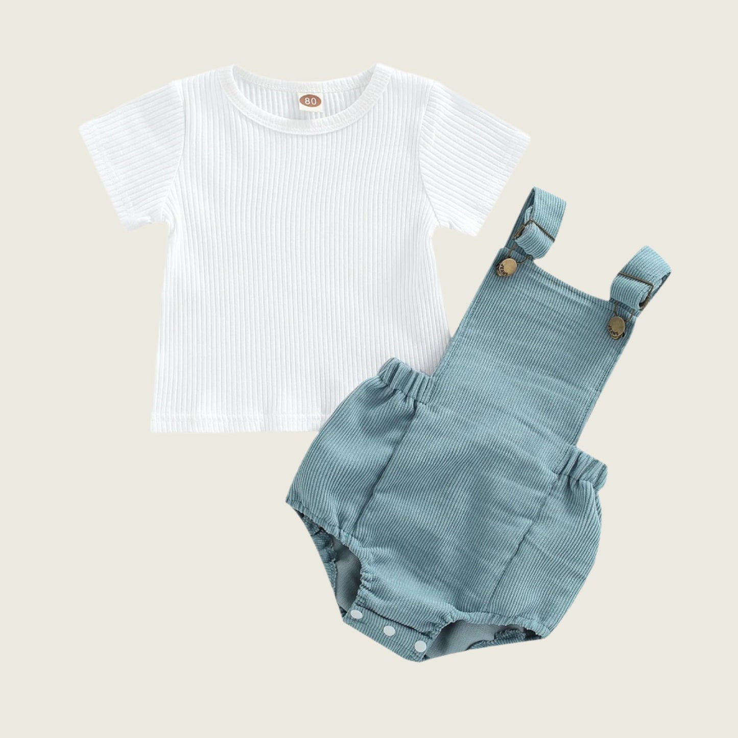 Samuel Corduroy Overall Romper Set
