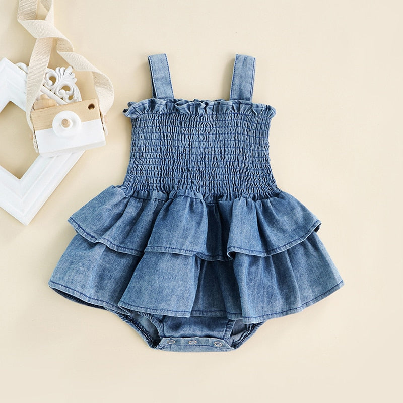 Denim Ruffle Romper