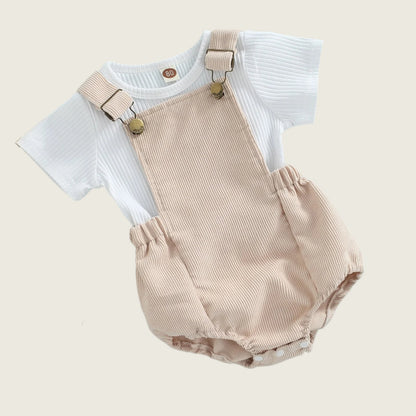 Samuel Corduroy Overall Romper Set
