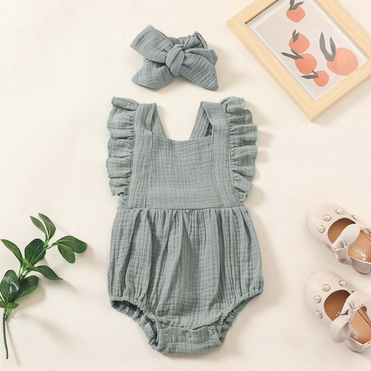 Muslin Romper and Headband Set