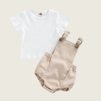 Samuel Corduroy Overall Romper Set
