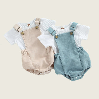 Samuel Corduroy Overall Romper Set