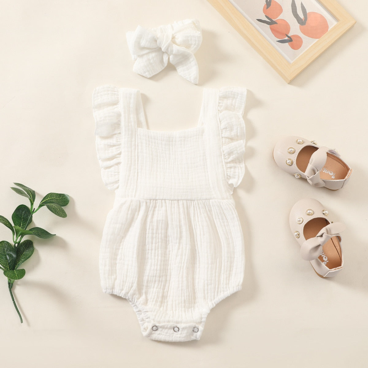 Muslin Romper and Headband Set