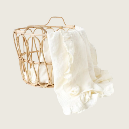 Cream - Ruffled Cotton Muslin Swaddle